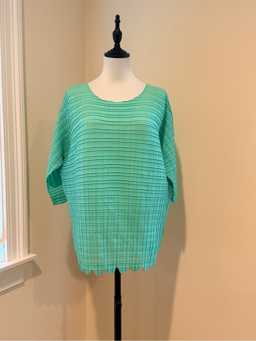 Issey Miyake Light Teal Textured Pleat Tunic